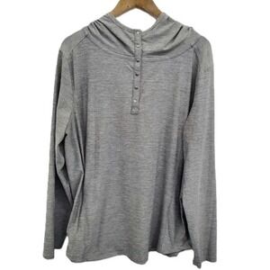 Duluth Trading Mens 2XL Hoodie Long Sleeve Snap Henley Gray Athleisure Workwear